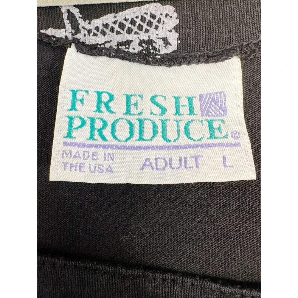 Fresh Produce Dress Womens Large Black Purple Dragonfly Print Maxi Vintage USA